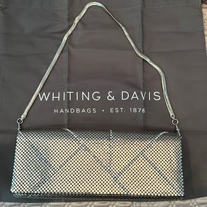 Whiting & David Clutch, Pewter with rhinestone details. 9” X 3.75” NEVER USED
